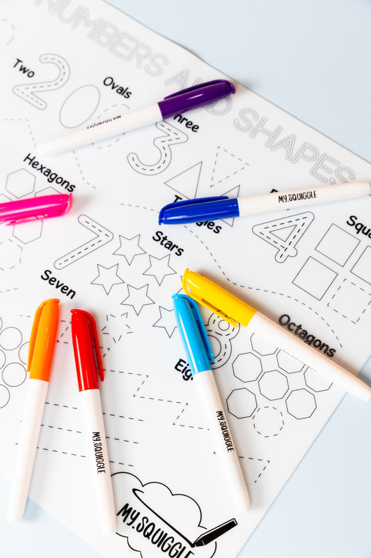 Numbers & Shapes | Childrens Colouring Mat